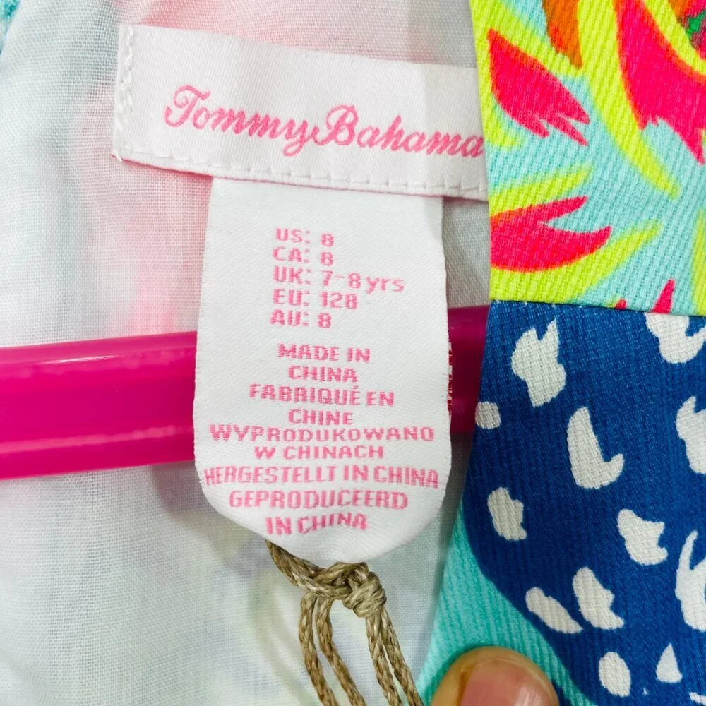 NWT Tommy Bahama Girls 8 Pineapple Shift Dress Bright Multi $55 Cotton Lined NEW